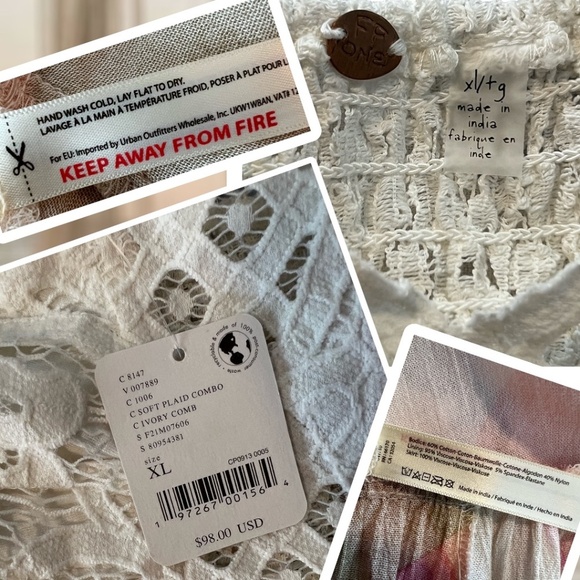 **SOLD** FREE PEOPLE Adella Sleeveless Printed Mini Slip Dress in Ivory NWT - Picture 14 of 16